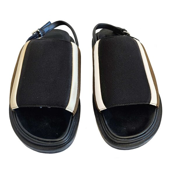 MARNI BLACK/BROWN FABRIC FUSSBETT SANDALS (37.5) - Picture 2 of 11